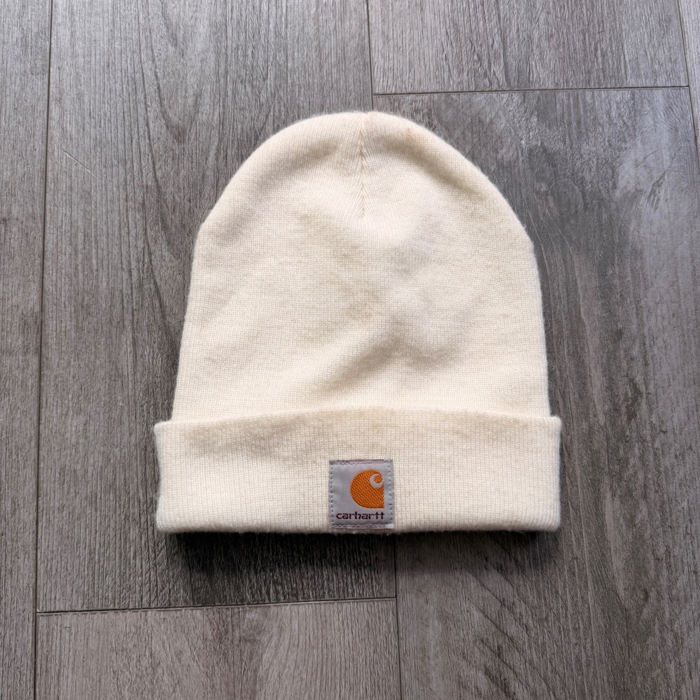 Carhartt Kids Youth Beanie One Size Cream White C Patch Hat